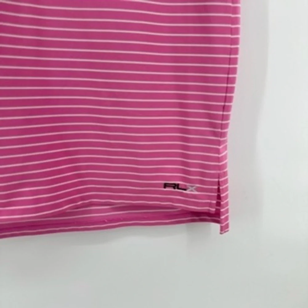 RLX Ralph Lauren Pink Striped Golf Polo‎ Shirt Mens XL Short Sleeve